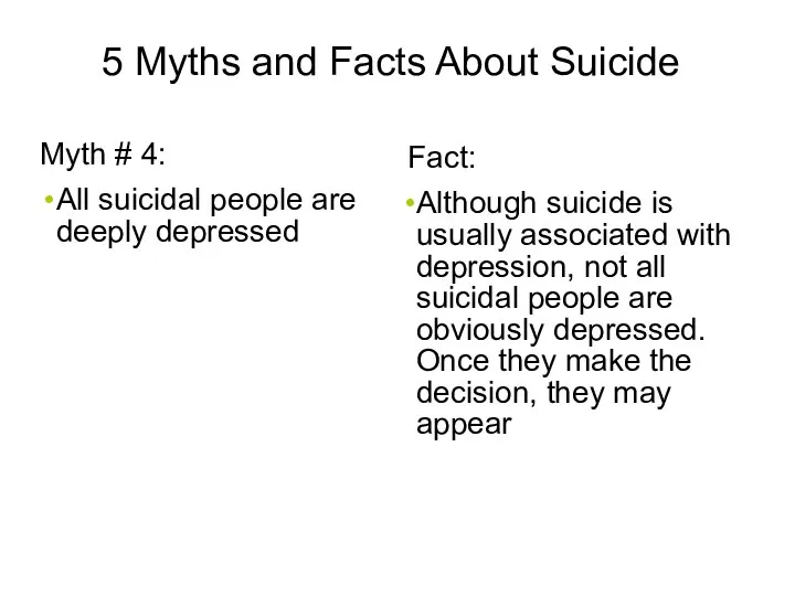 5 Myths and Facts About Suicide Myth # 4: All suicidal