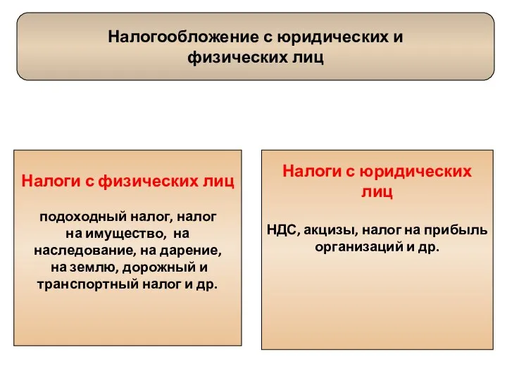 Налогообложение с юридических и физических лиц Налоги с физических лиц подоходный