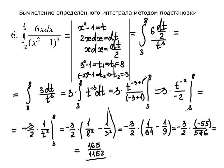 Вычисление определённого интеграла методом подстановки