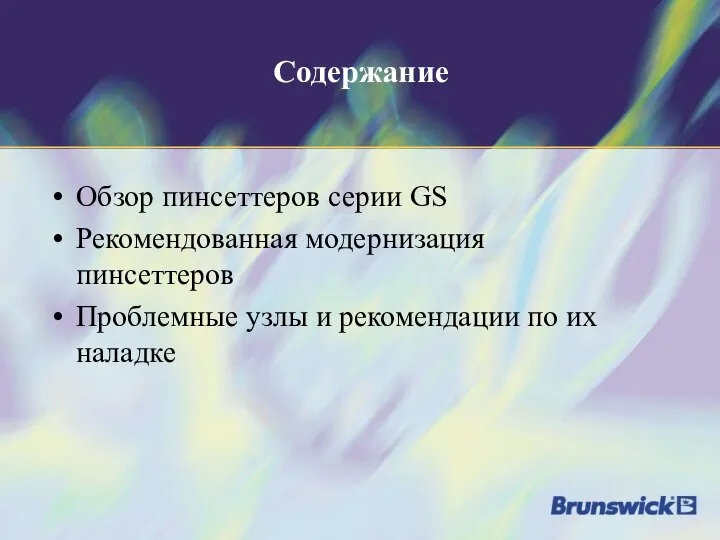 Обзор пинсеттеров серии GS Рекомендованная модернизация пинсеттеров Проблемные узлы и рекомендации по их наладке Содержание