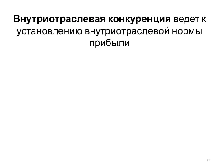 Внутриотраслевая конкуренция ведет к установлению внутриотраслевой нормы прибыли