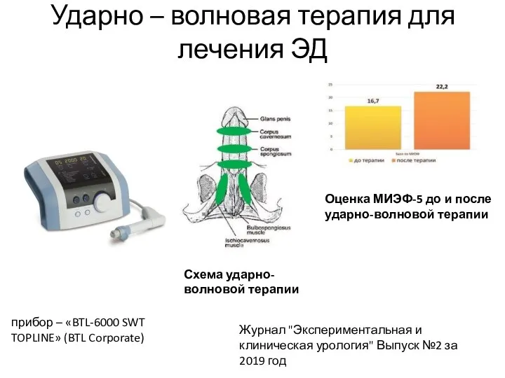 Ударно – волновая терапия для лечения ЭД прибор – «BTL-6000 SWT