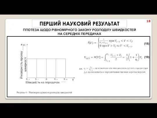 Рисунок 4 – Рівномірна щільність розподілу швидкостей (18) (19) 18 ПЕРШИЙ