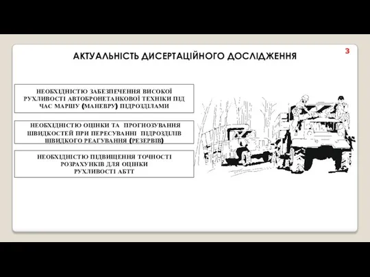 АКТУАЛЬНІСТЬ ДИСЕРТАЦІЙНОГО ДОСЛІДЖЕННЯ НЕОБХІДНІСТЮ ЗАБЕЗПЕЧЕННЯ ВИСОКОЇ РУХЛИВОСТІ АВТОБРОНЕТАНКОВОЇ ТЕХНІКИ ПІД ЧАС