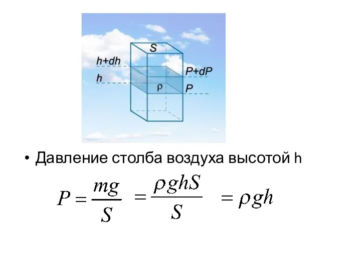 Давление столба воздуха высотой h