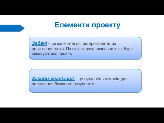 Задачі – це конкретні дії, які призводять до досягнення мети. По