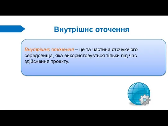 Внутрішнє оточення Внутрішнє оточення – це та частина оточуючого середовища, яка