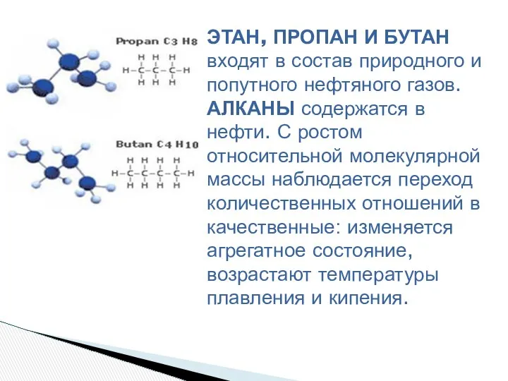 ЭТАН, ПРОПАН И БУТАН входят в состав природного и попутного нефтяного