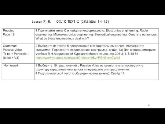 Lesson 7, 8. 03.10 TEXT С (слайды 14-15)