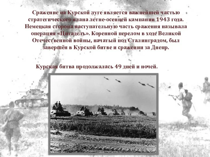 Курская битва продолжалась 49 дней и ночей. Сражение на Курской луге