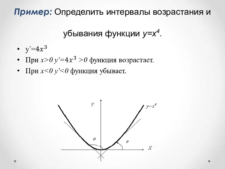 Пример: Определить интервалы возрастания и убывания функции y=x4.