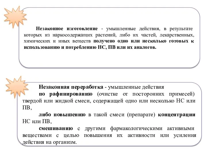 Незаконная переработка - умышленные действия по рафинированию (очистке от посторонних примесей)