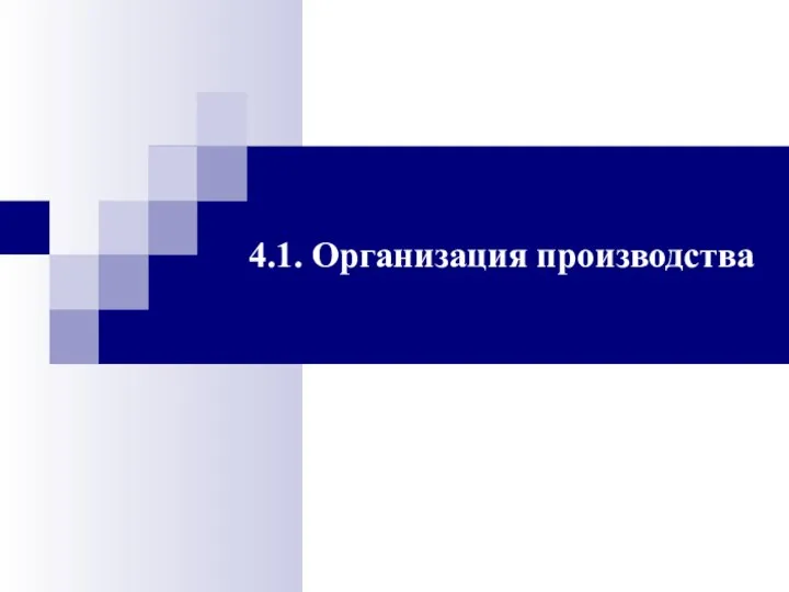 4.1. Организация производства