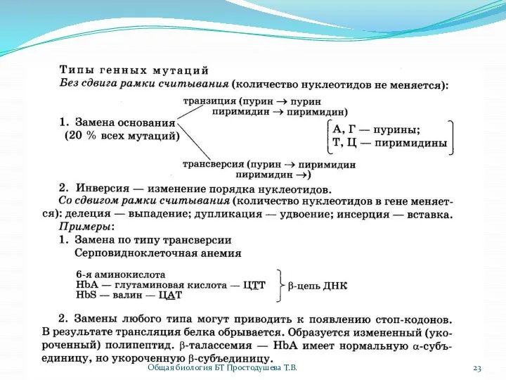 Общая биология БТ Простодушева Т.В.