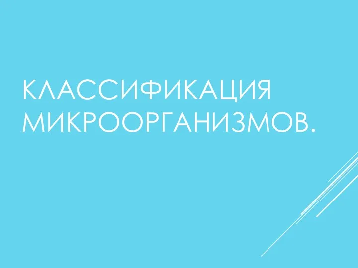 КЛАССИФИКАЦИЯ МИКРООРГАНИЗМОВ.