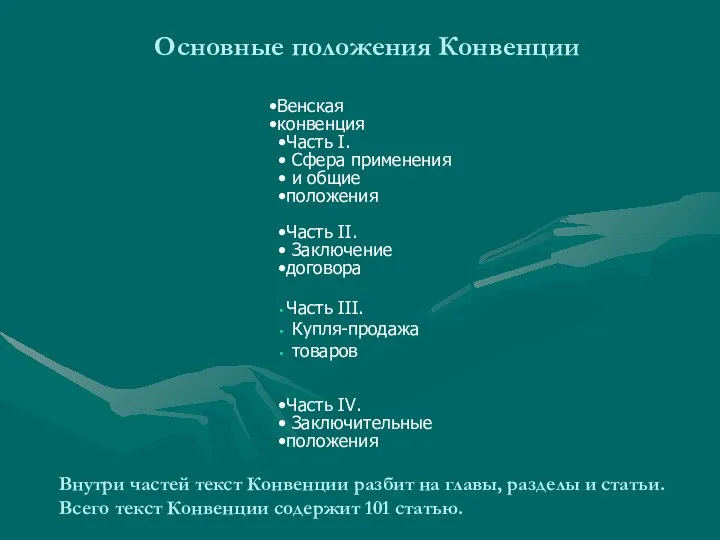 Основные положения Конвенции Венская конвенция Часть I. Сфера применения и общие