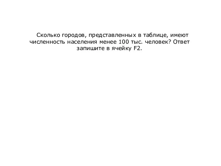 Сколько городов, представленных в таблице, имеют численность населения менее 100 тыс.