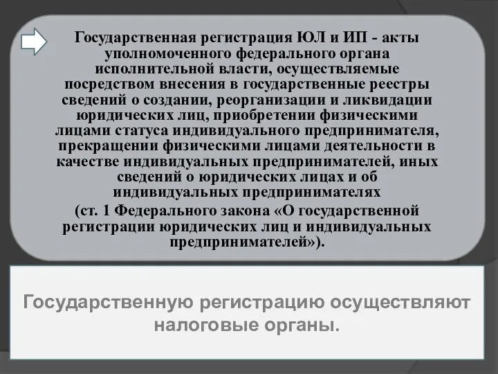 Государственная регистрация ЮЛ и ИП - акты уполномоченного федерального органа исполнительной