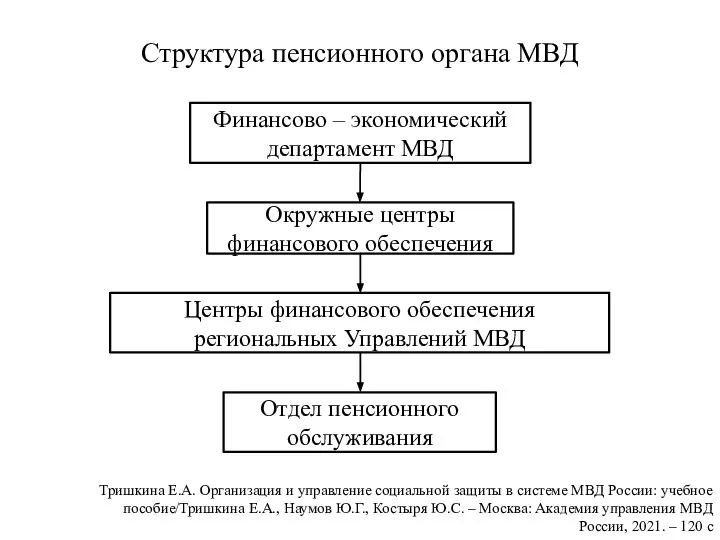 Структура пенсионного органа МВД Финансово – экономический департамент МВД Окружные центры