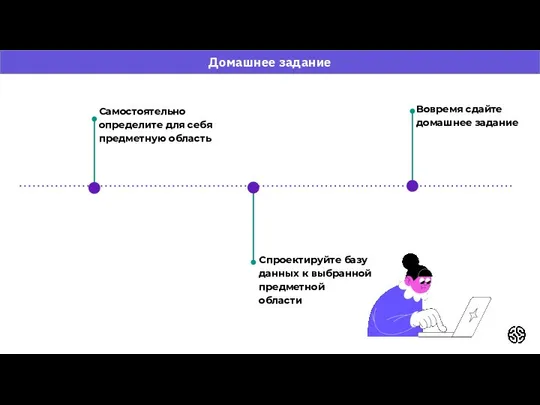 Домашнее задание Самостоятельно определите для себя предметную область Спроектируйте базу данных