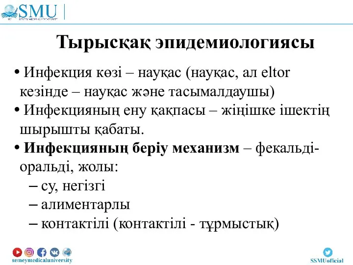 Тырысқақ эпидемиологиясы Инфекция көзі – науқас (науқас, ал eltor кезінде –