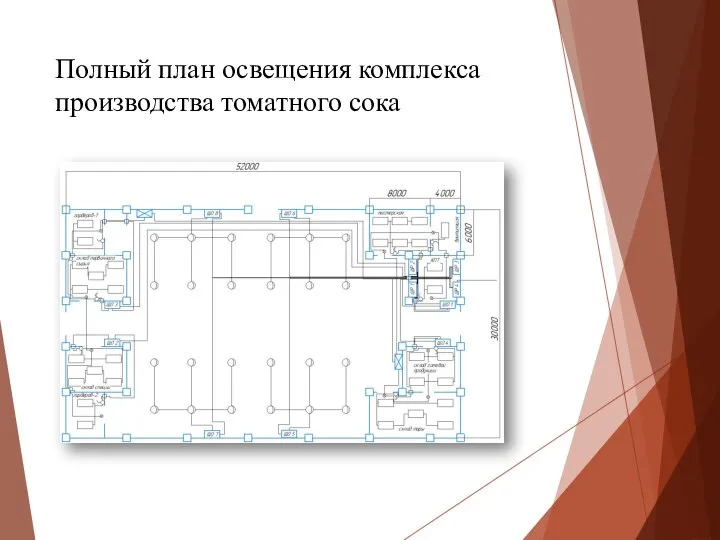 Полный план освещения комплекса производства томатного сока