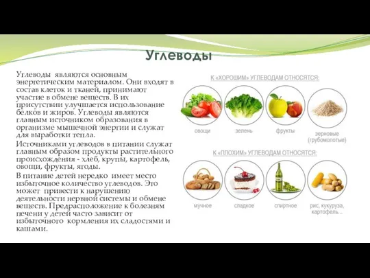 Углеводы Углеводы являются основным энергетическим материалом. Они входят в состав клеток
