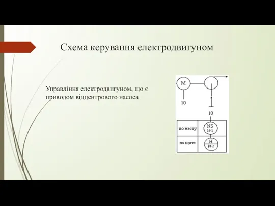 Схема керування електродвигуном Управління електродвигуном, що є приводом відцентрового насоса