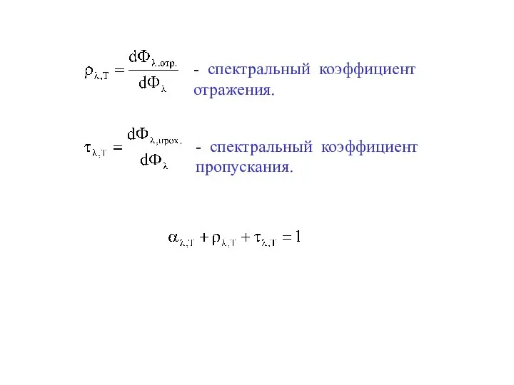 - спектральный коэффициент отражения.