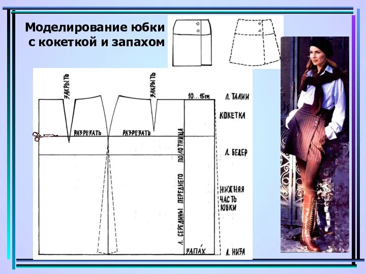 Моделирование юбки с кокеткой и запахом