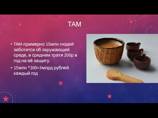 ТАМ TAM-примерно 15млн людей заботятся об окружающей среде, в среднем тратя