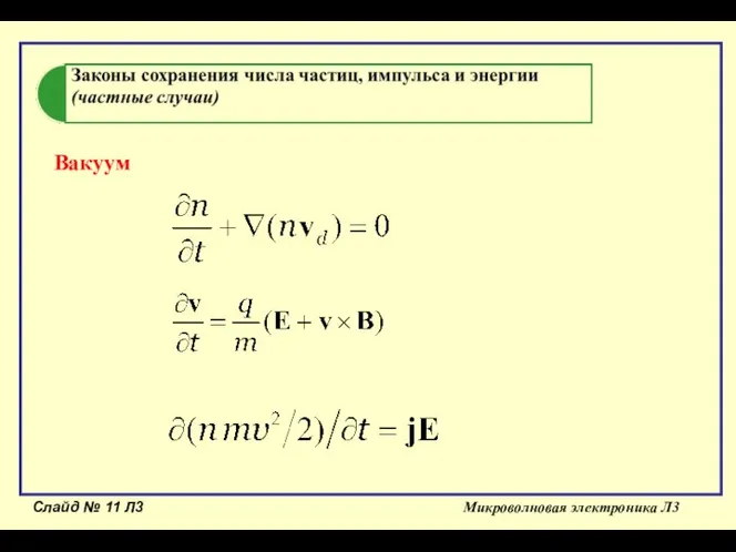 Слайд № Л3 Микроволновая электроника Л3 ; Вакуум