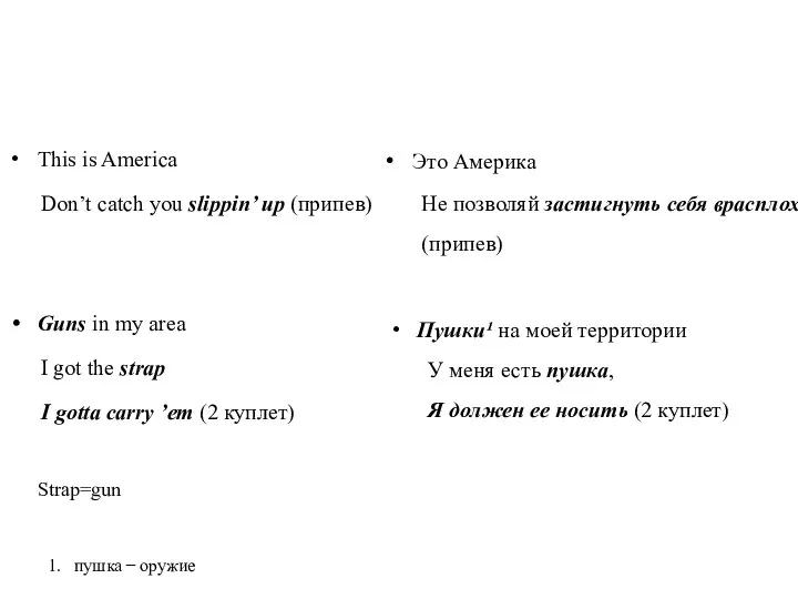 This is America Don’t catch you slippin’ up (припев) Guns in