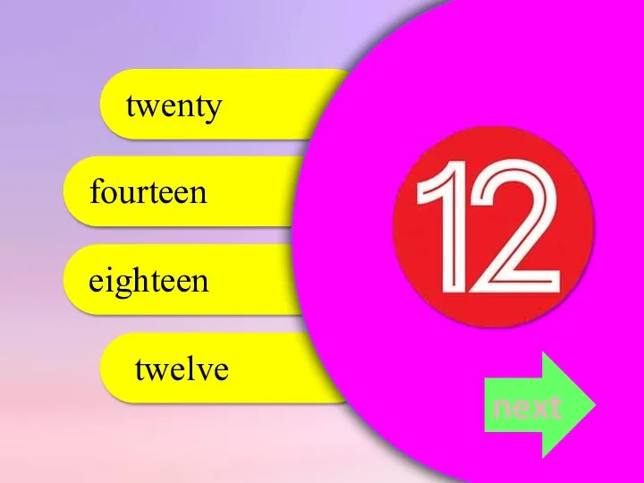twelve fourteen eighteen twenty next