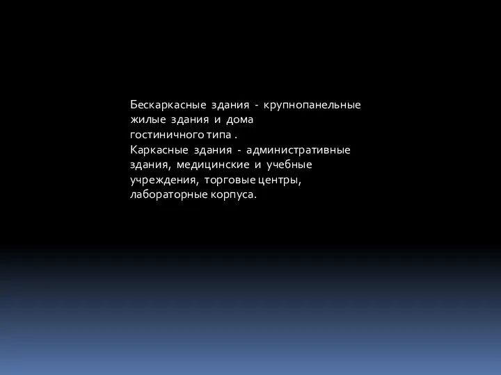 Бескаркасные здания - крупнопанельные жилые здания и дома гостиничного типа .