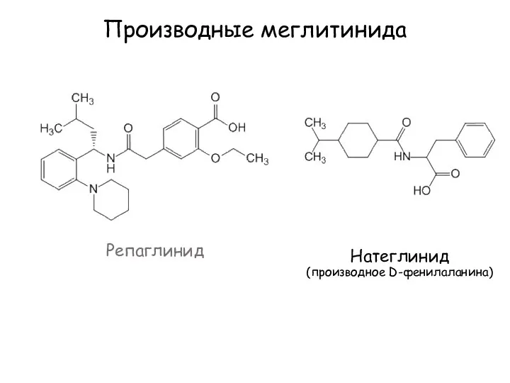 Производные меглитинида Репаглинид Натеглинид (производное D-фенилаланина)