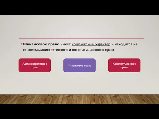 Финансовое право имеет комплексный характер и находится на стыке: административного и