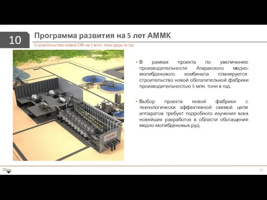 10 Программа развития на 5 лет АММК Строительство новой ОФ на