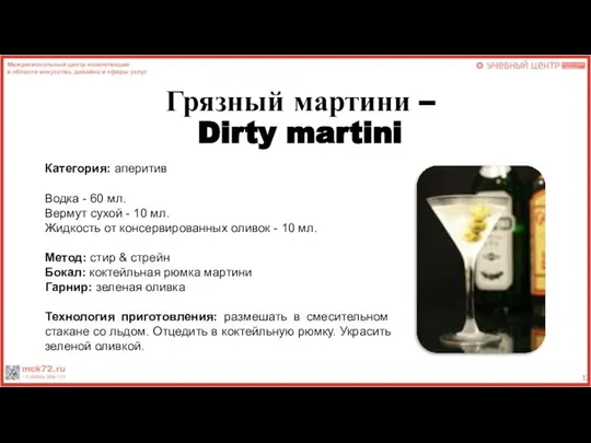 Грязный мартини – Dirty martini