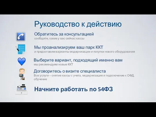 Руководство к действию Обратитесь за консультацией сообщите, какие у вас сейчас