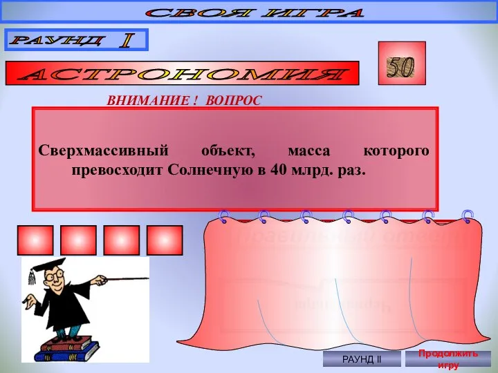 Сверхмассивный объект, масса которого превосходит Солнечную в 40 млрд. раз. СВОЯ