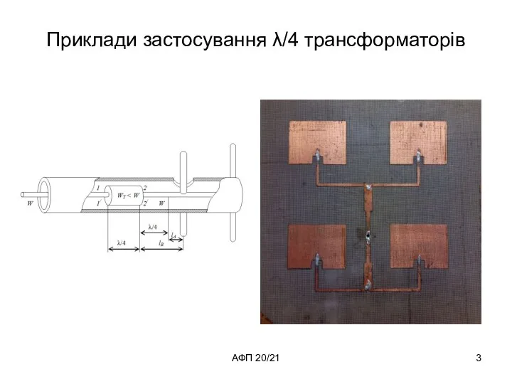 АФП 20/21 Приклади застосування λ/4 трансформаторів