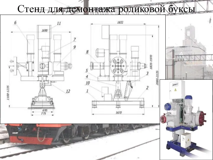 Стенд для демонтажа роликовой буксы