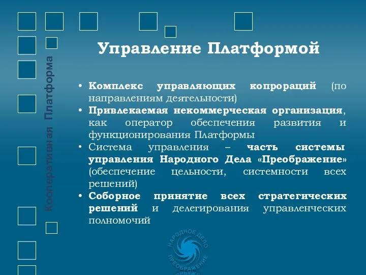 Комплекс управляющих копрораций (по направлениям деятельности) Привлекаемая некоммерческая организация, как оператор