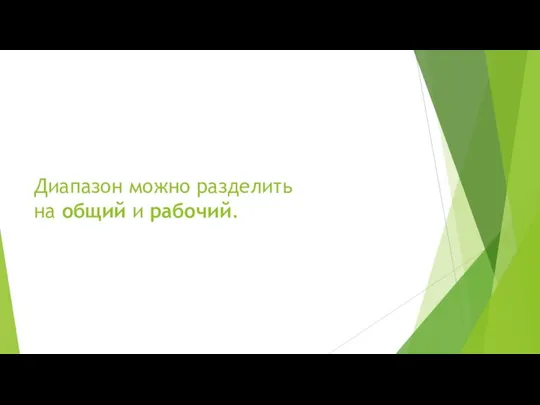 Диапазон можно разделить на общий и рабочий.