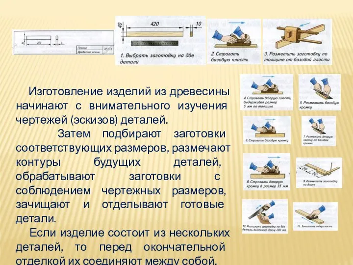 Изготовление изделий из древесины начинают с внимательного изучения чертежей (эскизов) деталей.