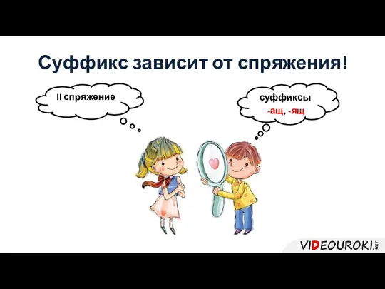 Суффикс зависит от спряжения! II спряжение суффиксы -ащ, -ящ