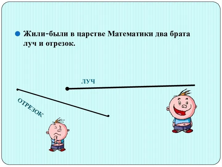 Жили-были в царстве Математики два брата луч и отрезок. ЛУЧ ОТРЕЗОК