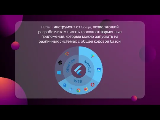 Flutter - инструмент от Google, позволяющий разработчикам писать кроссплатформенные приложения, которые