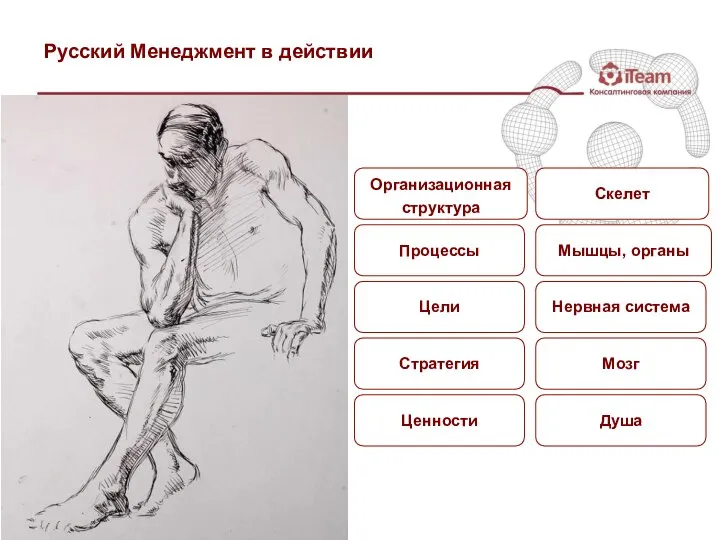 Русский Менеджмент в действии Организационная структура Процессы Цели Стратегия Ценности Скелет